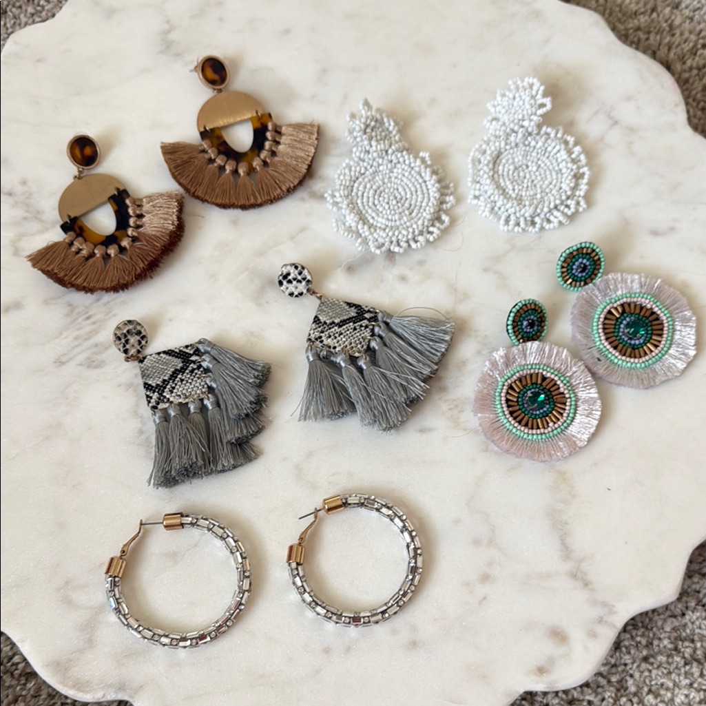 Set Of Chic Statement Earrings In Neutral Tones 10$